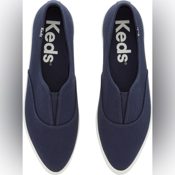 Keds Shoes - NEW Keds Pointed Toe Platform Sneakers Slip On White Navy Womens 6 NWOT